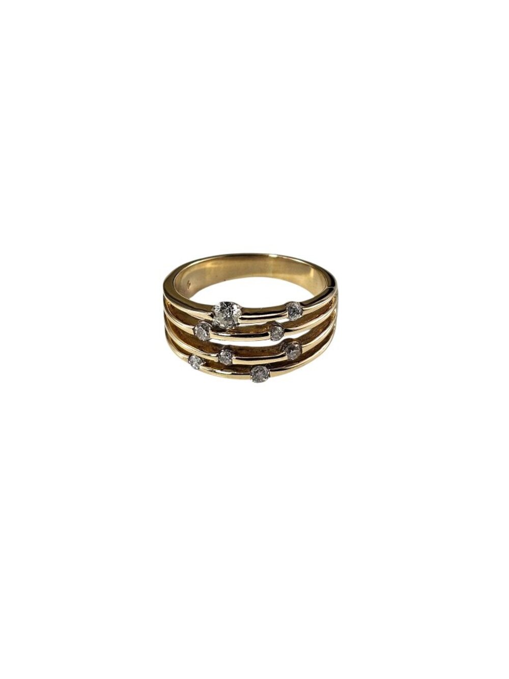 14K Yellow Gold Diamond Multi-Band Ring Size 7 #25412 - Picture 2 of 7